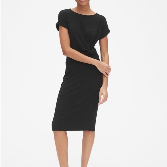 GAP Dresses & Skirts - BLACK Twist Knot Midi Short Sleeve Dress Brand New